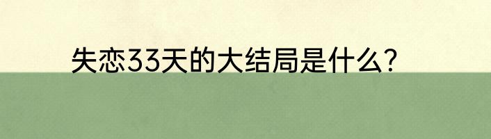 失恋33天的大结局是什么？