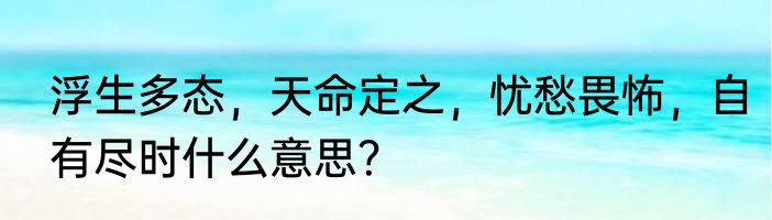 浮生多态，天命定之，忧愁畏怖，自有尽时什么意思？