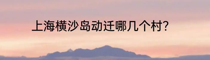 上海横沙岛动迁哪几个村？
