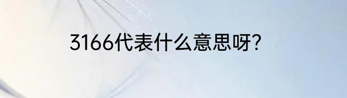 3166代表什么意思呀？