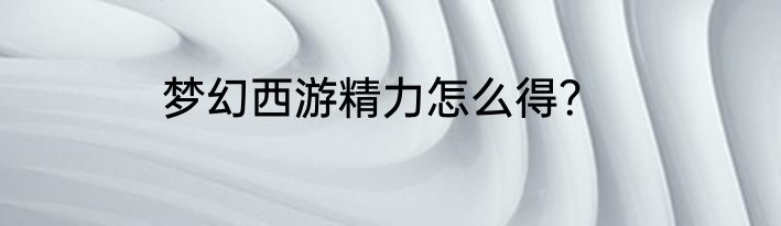 梦幻西游精力怎么得？