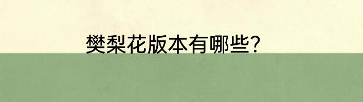 樊梨花版本有哪些？