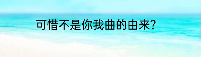 可惜不是你我曲的由来？