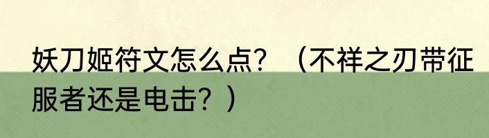 妖刀姬符文怎么点？（不祥之刃带征服者还是电击？）