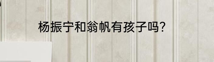 杨振宁和翁帆有孩子吗？