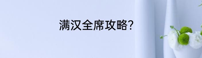 满汉全席攻略？