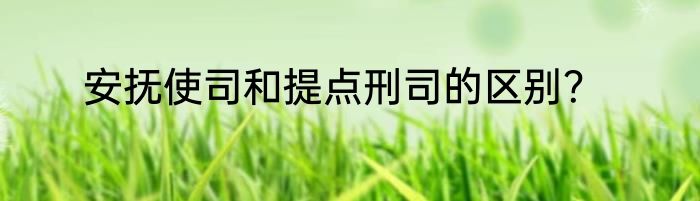 安抚使司和提点刑司的区别？