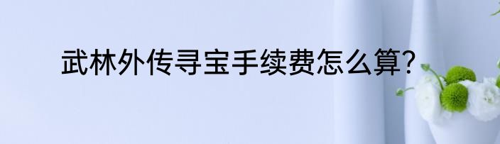 武林外传寻宝手续费怎么算？