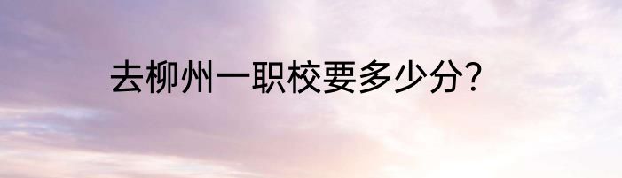 去柳州一职校要多少分？