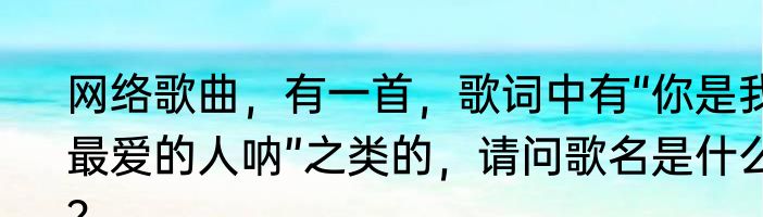 网络歌曲，有一首，歌词中有“你是我最爱的人呐”之类的，请问歌名是什么？