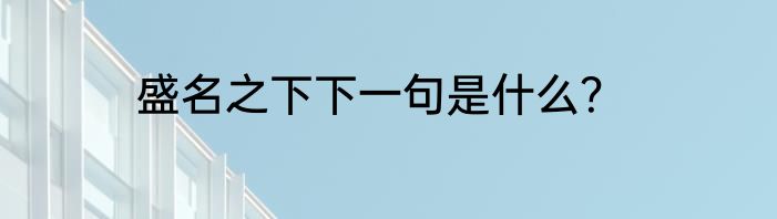 盛名之下下一句是什么？