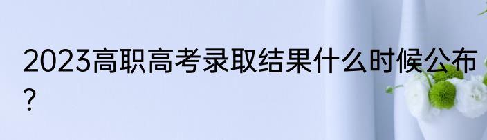 2023高职高考录取结果什么时候公布？
