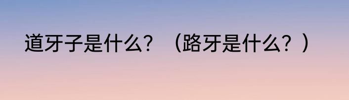 道牙子是什么？（路牙是什么？）