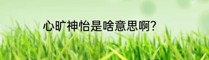 心旷神怡是啥意思啊？