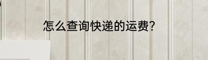 怎么查询快递的运费？