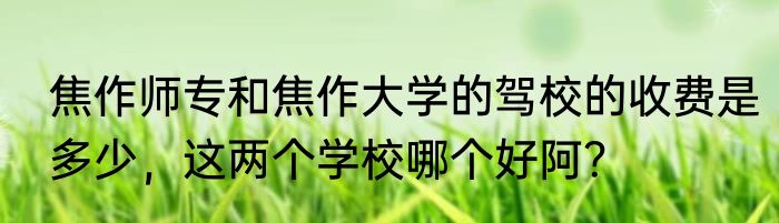 焦作师专和焦作大学的驾校的收费是多少，这两个学校哪个好阿？