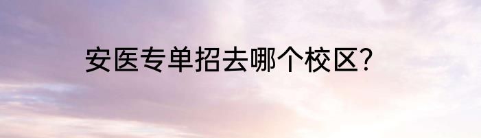 安医专单招去哪个校区？
