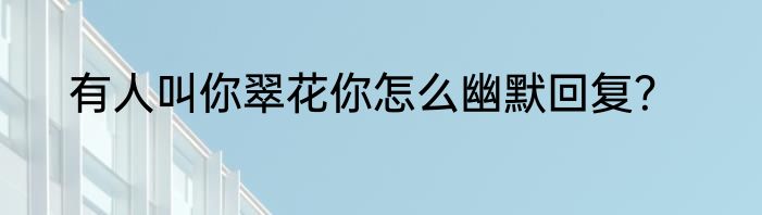 有人叫你翠花你怎么幽默回复？