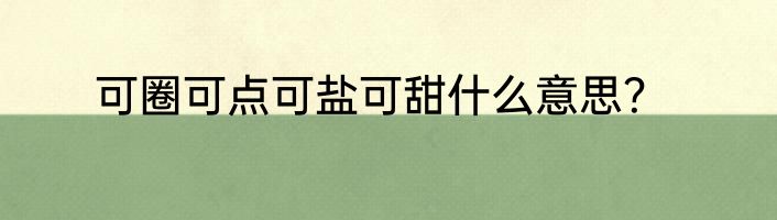 可圈可点可盐可甜什么意思？