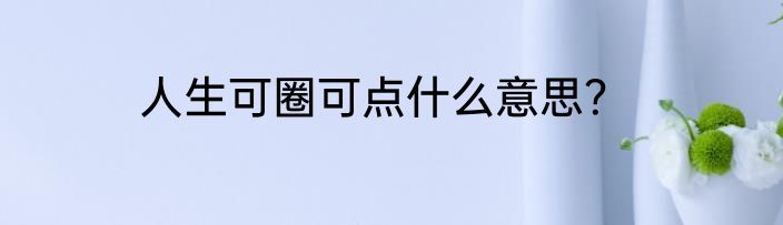 人生可圈可点什么意思？