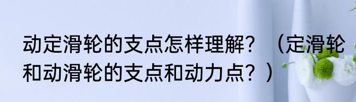 动定滑轮的支点怎样理解？（定滑轮和动滑轮的支点和动力点？）