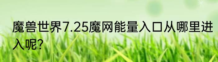 魔兽世界7.25魔网能量入口从哪里进入呢？