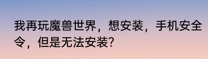 我再玩魔兽世界，想安装，手机安全令，但是无法安装？