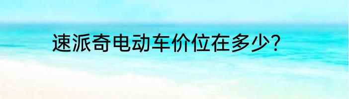 速派奇电动车价位在多少？