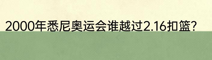 2000年悉尼奥运会谁越过2.16扣篮？