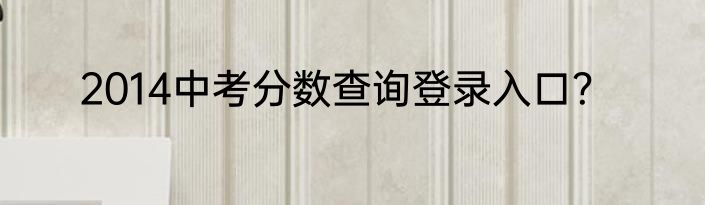 2014中考分数查询登录入口？