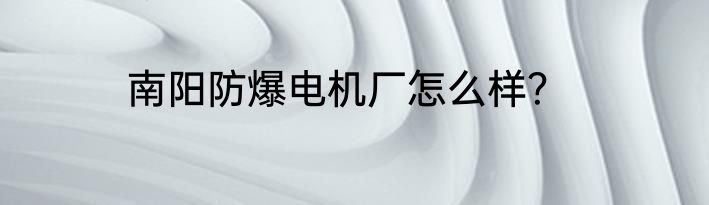 南阳防爆电机厂怎么样？