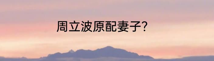 周立波原配妻子？