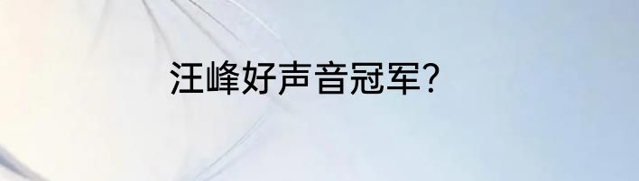 汪峰好声音冠军？