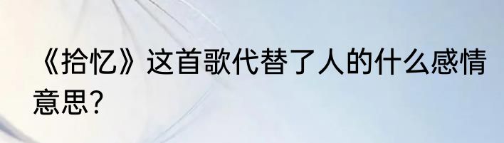 《拾忆》这首歌代替了人的什么感情意思？