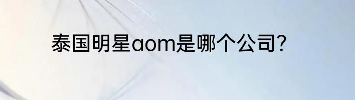 泰国明星aom是哪个公司？