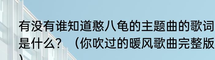 有没有谁知道憨八龟的主题曲的歌词是什么？（你吹过的暖风歌曲完整版？）