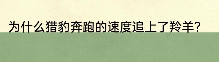 为什么猎豹奔跑的速度追上了羚羊？