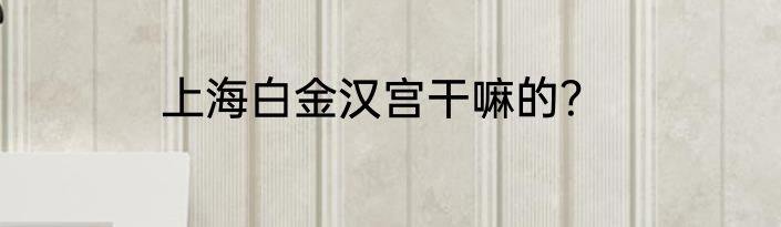 上海白金汉宫干嘛的？