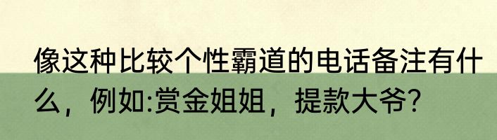 像这种比较个性霸道的电话备注有什么，例如:赏金姐姐，提款大爷？