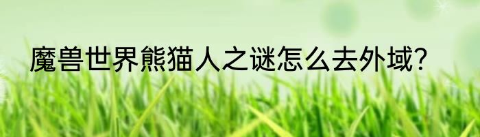 魔兽世界熊猫人之谜怎么去外域？