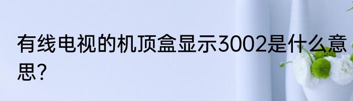 有线电视的机顶盒显示3002是什么意思？