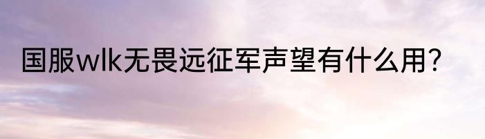 国服wlk无畏远征军声望有什么用？