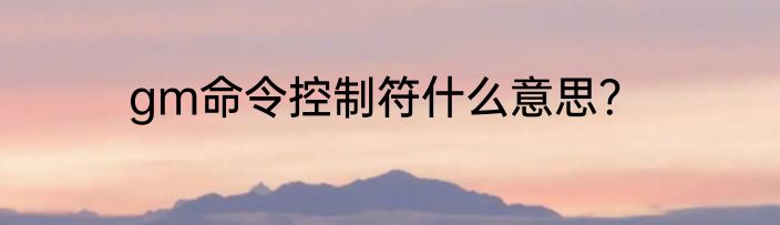 gm命令控制符什么意思？