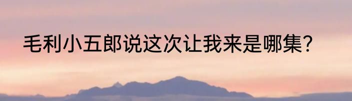 毛利小五郎说这次让我来是哪集？