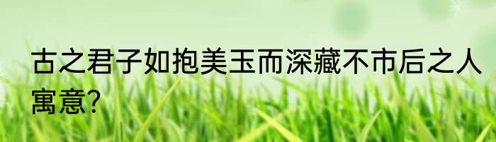 古之君子如抱美玉而深藏不市后之人寓意？