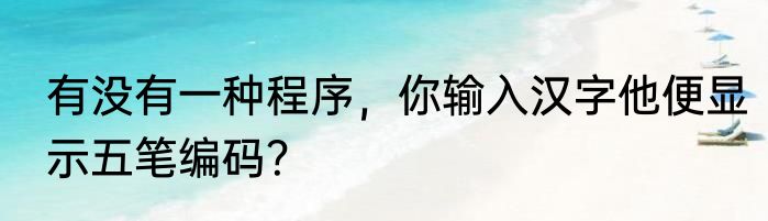 有没有一种程序，你输入汉字他便显示五笔编码？