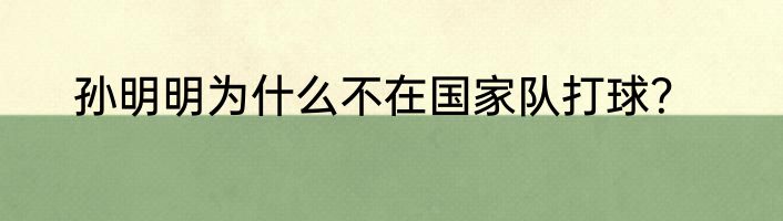 孙明明为什么不在国家队打球？