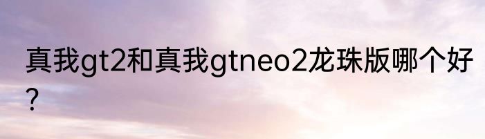 真我gt2和真我gtneo2龙珠版哪个好？