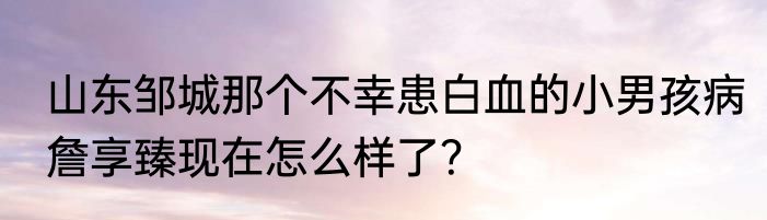 山东邹城那个不幸患白血的小男孩病詹享臻现在怎么样了？