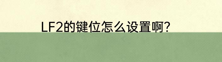 LF2的键位怎么设置啊？